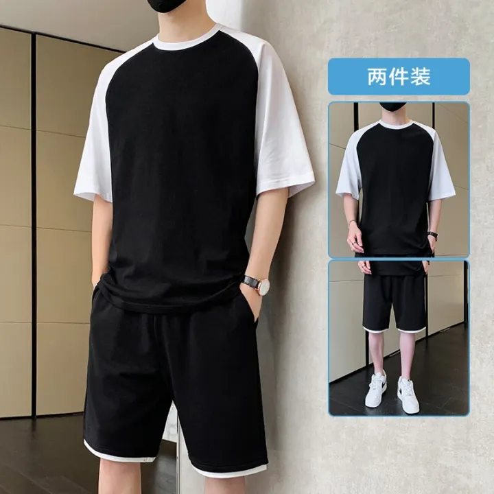Korean Fashion 2 Piece Summer Set for Men | Patchwork Tracksuit | NK Trends Men's Wear — image 2
