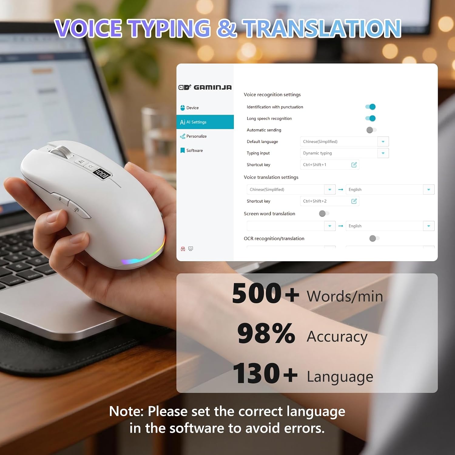 GAMINJA AI Intelligent Voice Mouse with Voice Typing & Translation | NK Trends — image 3