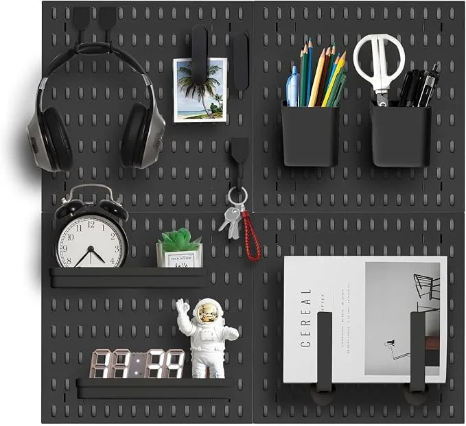 Zestify Pegboard Wall Organizer Kit - Modular Storage System with Hooks & Baskets (Black) — image 1