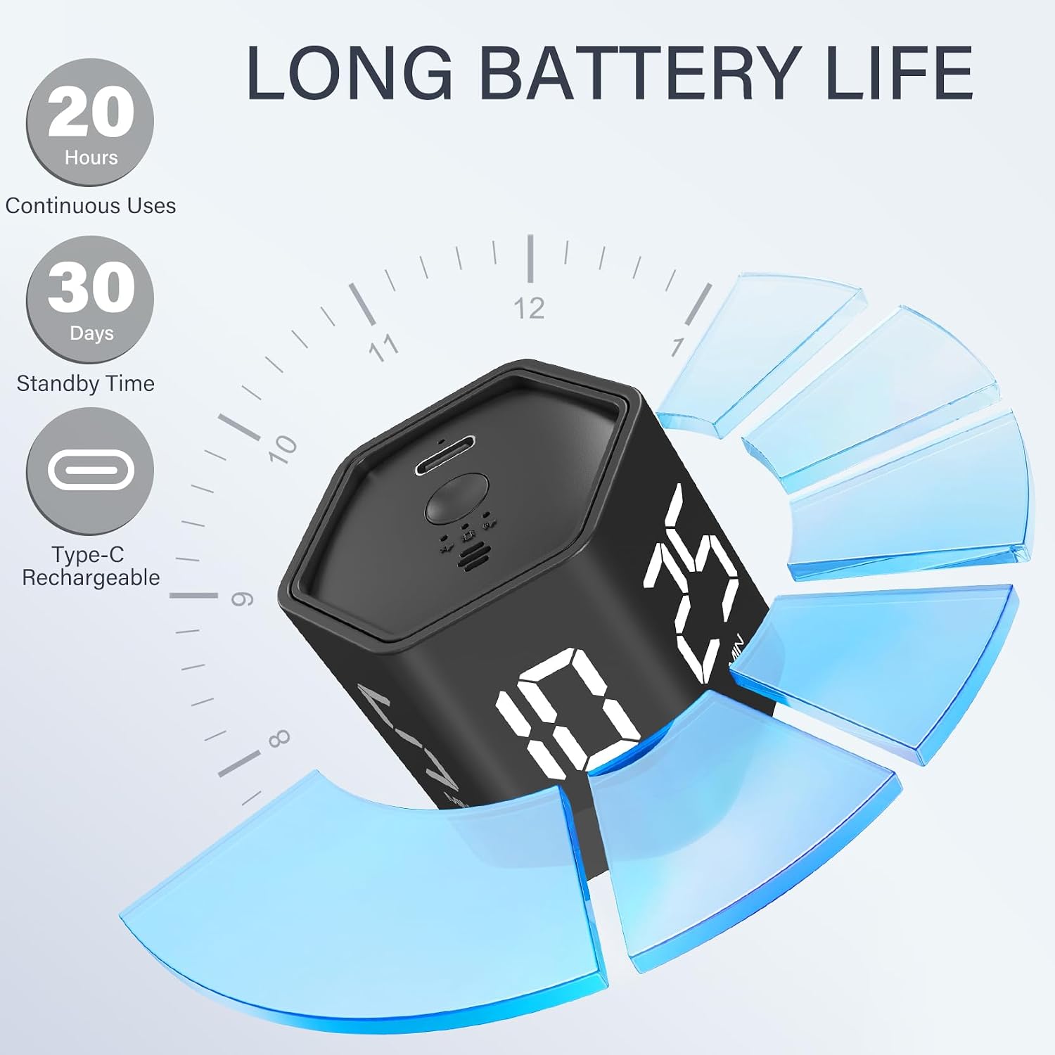 OORAII Hexagon Rotating Productivity Timer & Flip Stopwatch (Black) | NK Trends — image 5
