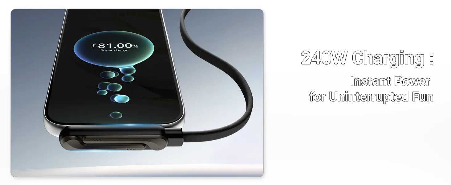 240W Braided Fast Charging Cable with Built-in Phone Stand | Type-C to Type-C Fast Charger Cable | NK TRENDS Tech Gadget — image 5