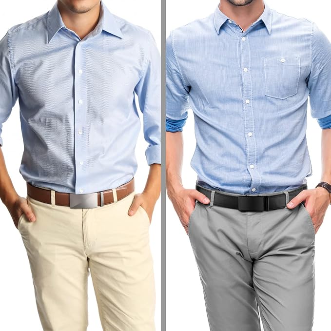 Zitahli Leather Ratchet Belt for Men - 2 Pack Customizable Fit Dress Belt | NK Trends — image 4