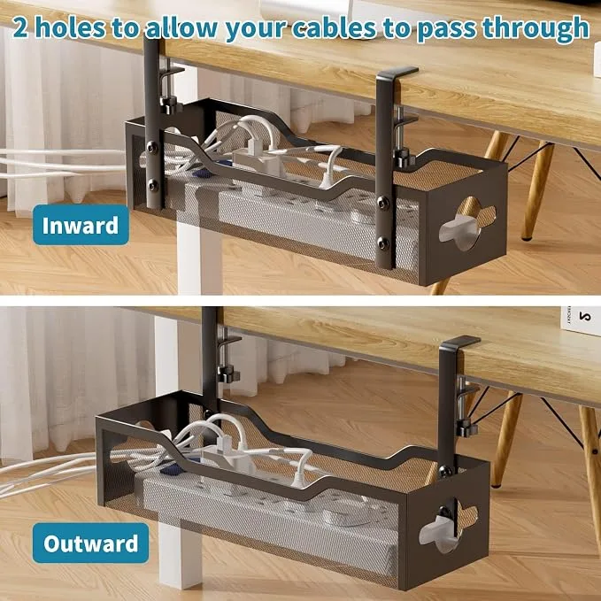 Litwaro Under Desk Cable Management Tray (13.4" Metal Cord Organizer) — image 4