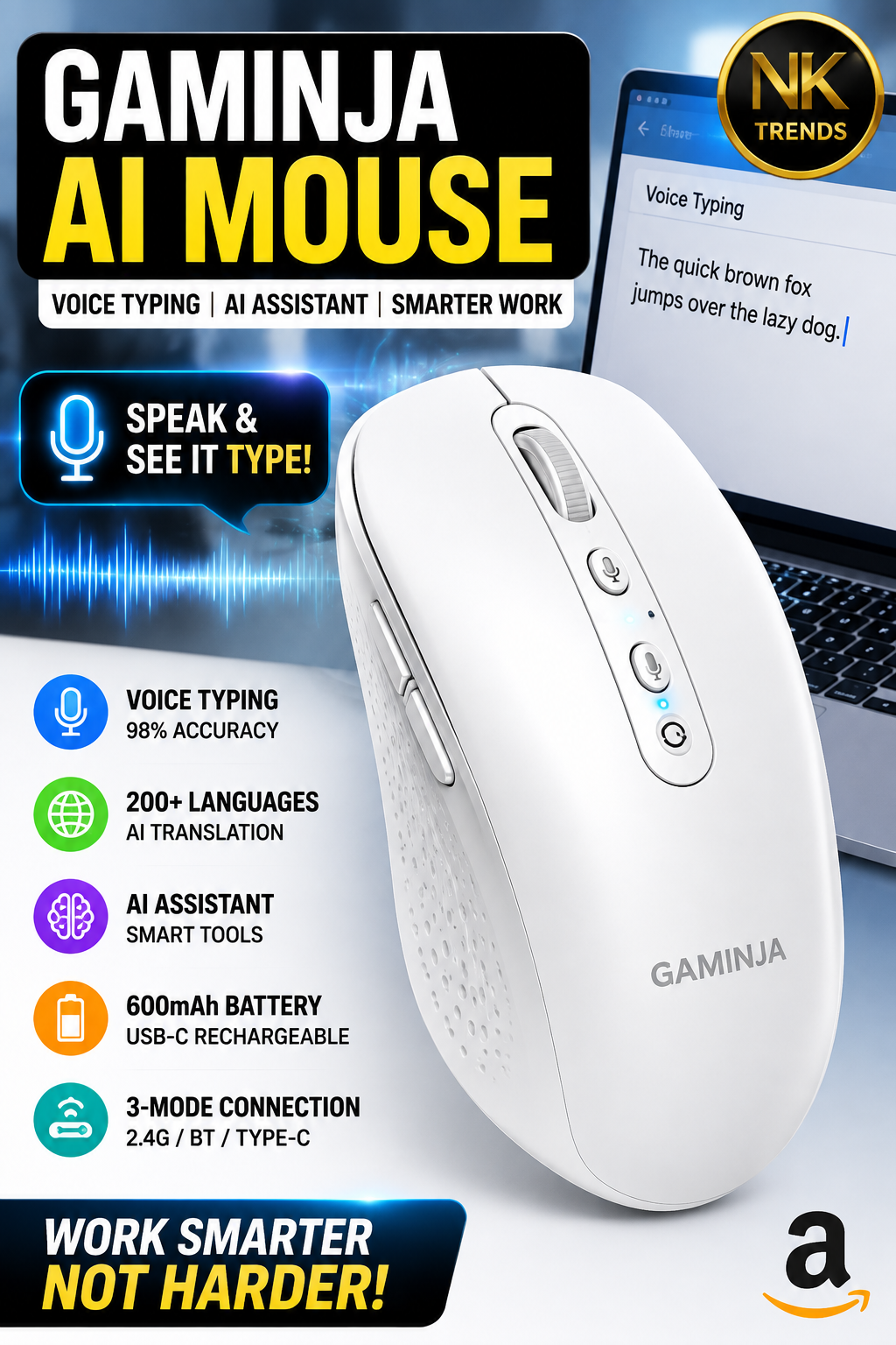 GAMINJA AI Intelligent Voice Mouse with Voice Typing & Translation | NK Trends — image 1