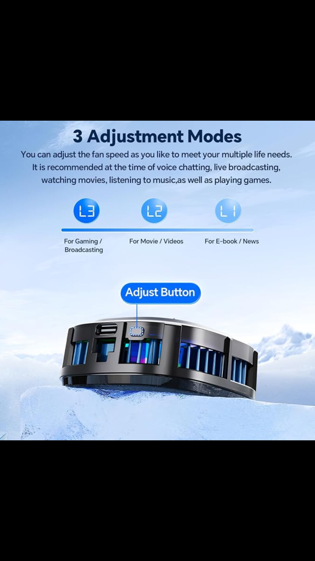 CHONCHOW Magnetic Phone Cooler – Rapid Refrigeration Cooling Fan with RGB Lights, 3 Cooling Levels & Temperature Display — image 3