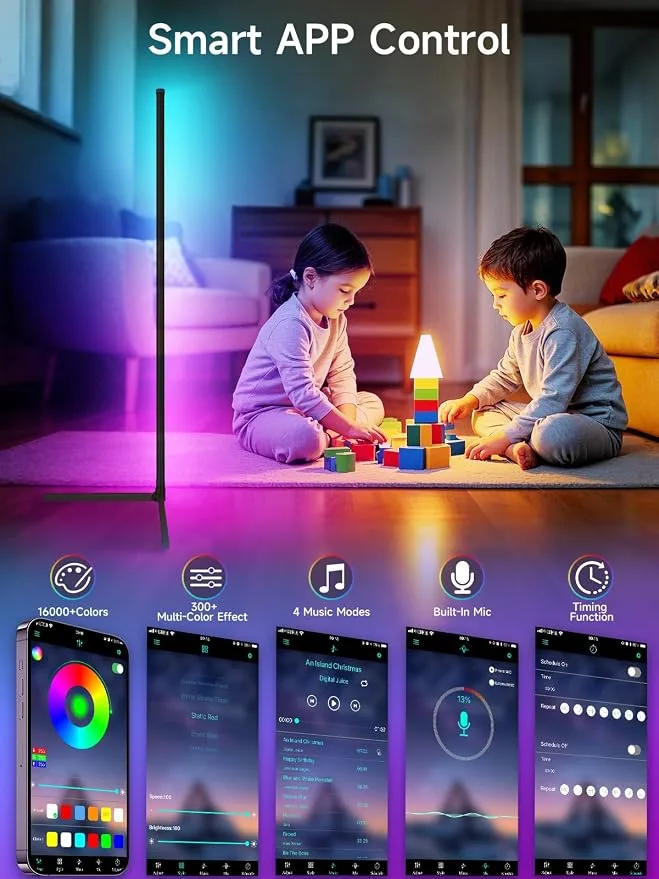 Tyute RGB LED Smart Corner Floor Lamp with Music Sync & App Control — image 5