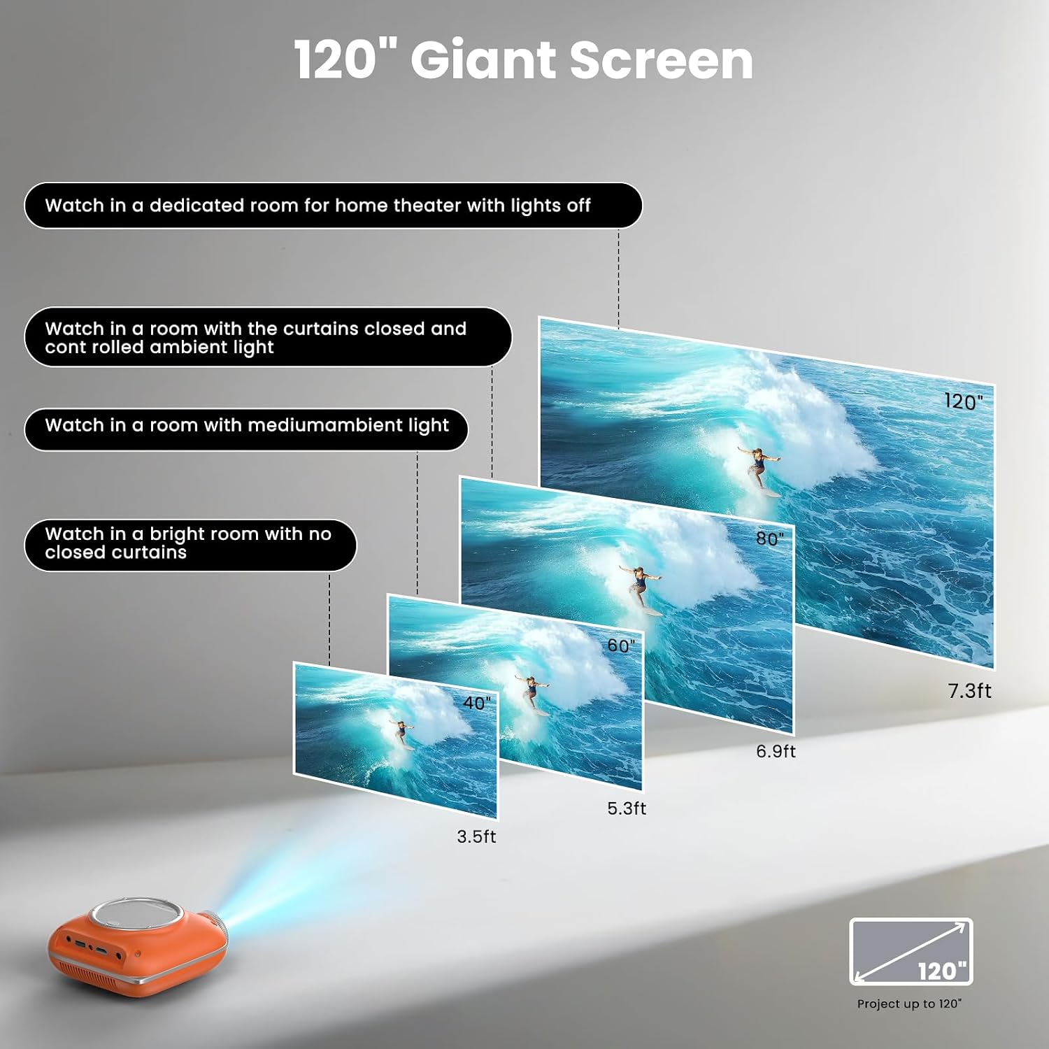 HOMPOW Mini Portable Bluetooth Projector 1080P Supported (Orange) | NK Trends — image 5