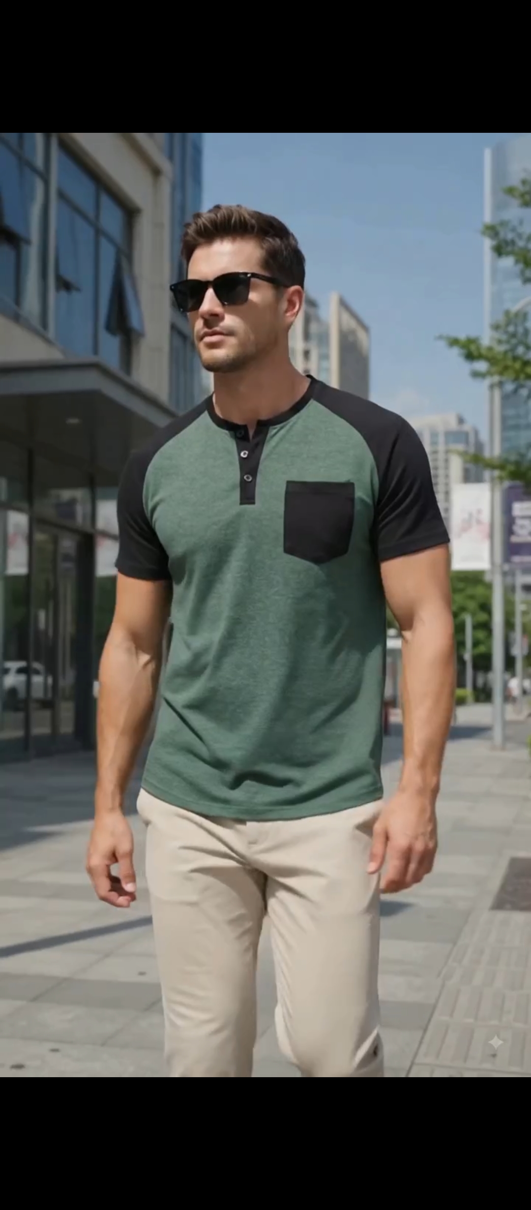 Sailwind Men's Cotton Henley Shirt – Short Sleeve Raglan Casual T-Shirt — image 3