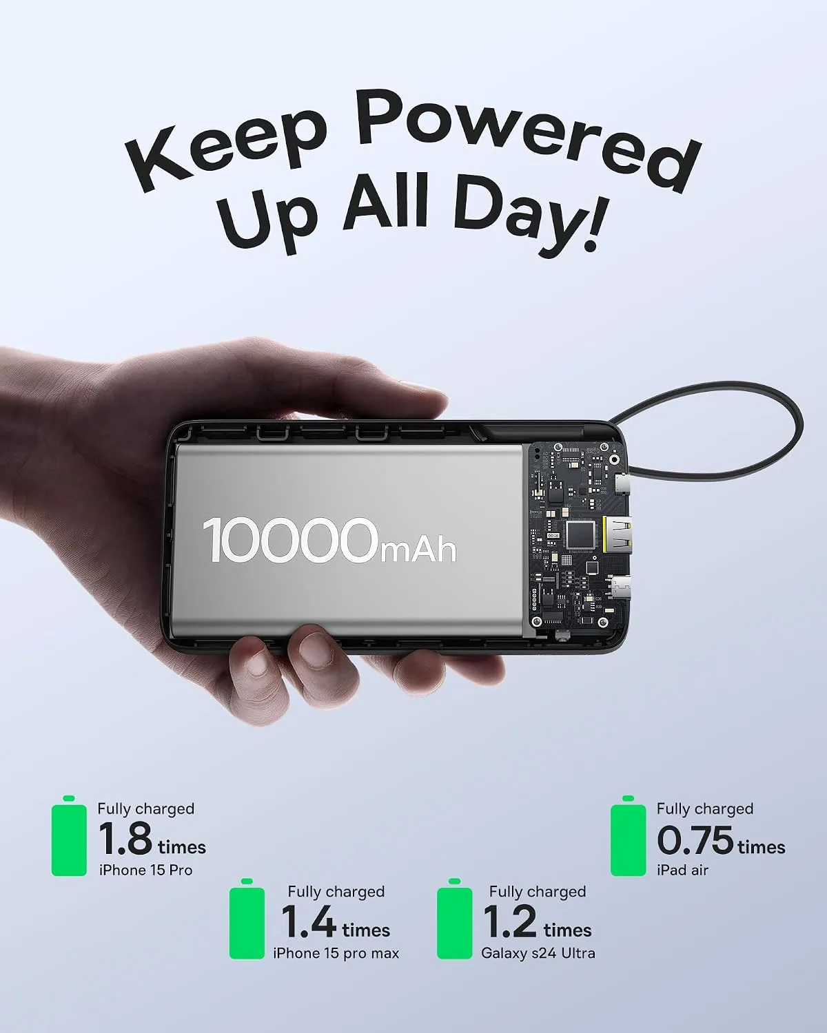 Baseus 10000mAh 22.5W Fast Charging Power Bank with Built-in USB-C Cable — image 6
