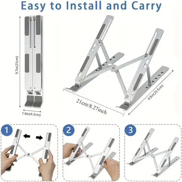Premium Aluminium Laptop Stand | 7 Gear Adjustable Foldable Metal Stand | 8.8 Azadi Sale پریمیم ایلومینیم لیپ ٹاپ اسٹین — image 6