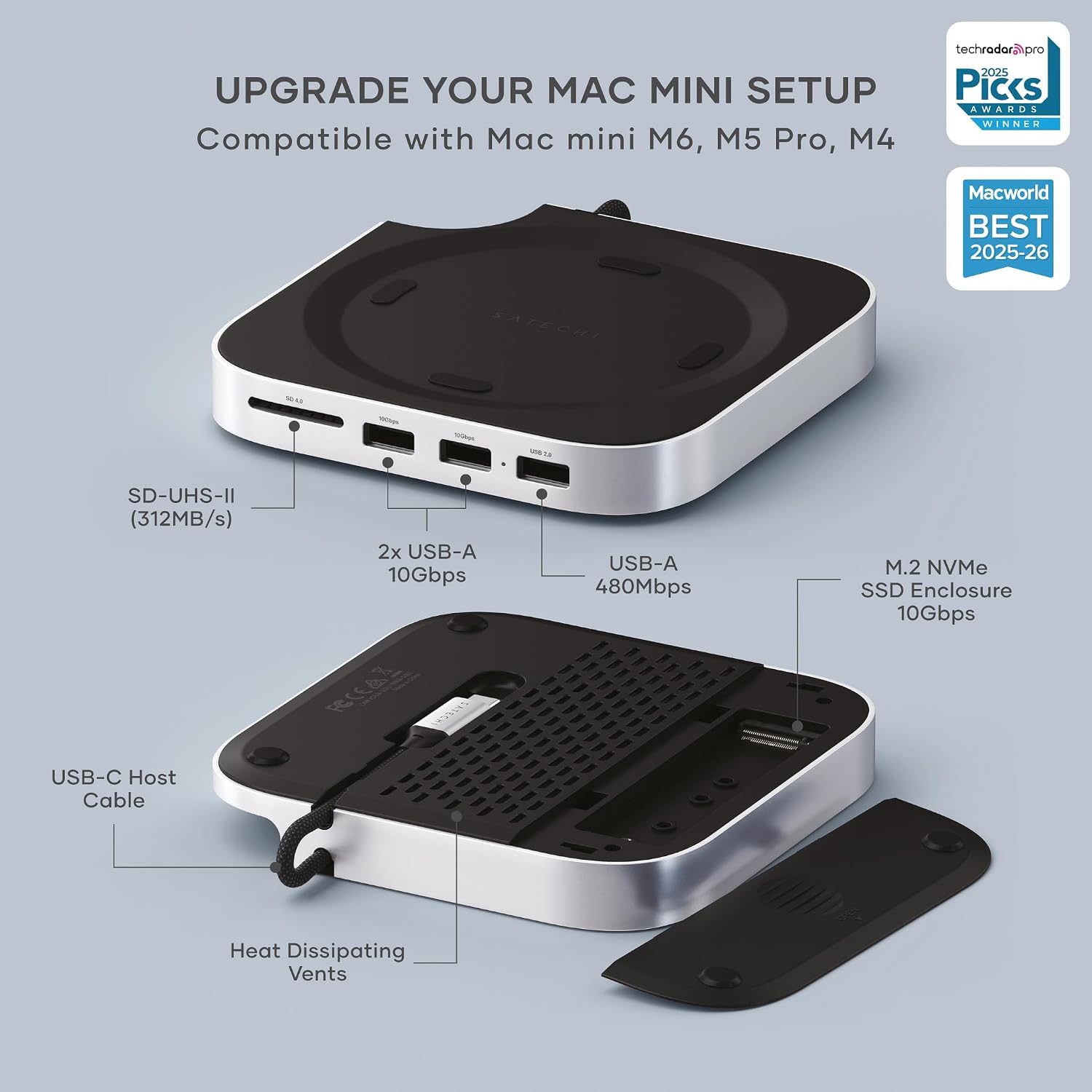 Satechi Mac mini Hub & Stand with NVMe SSD Enclosure – Silver — image 2
