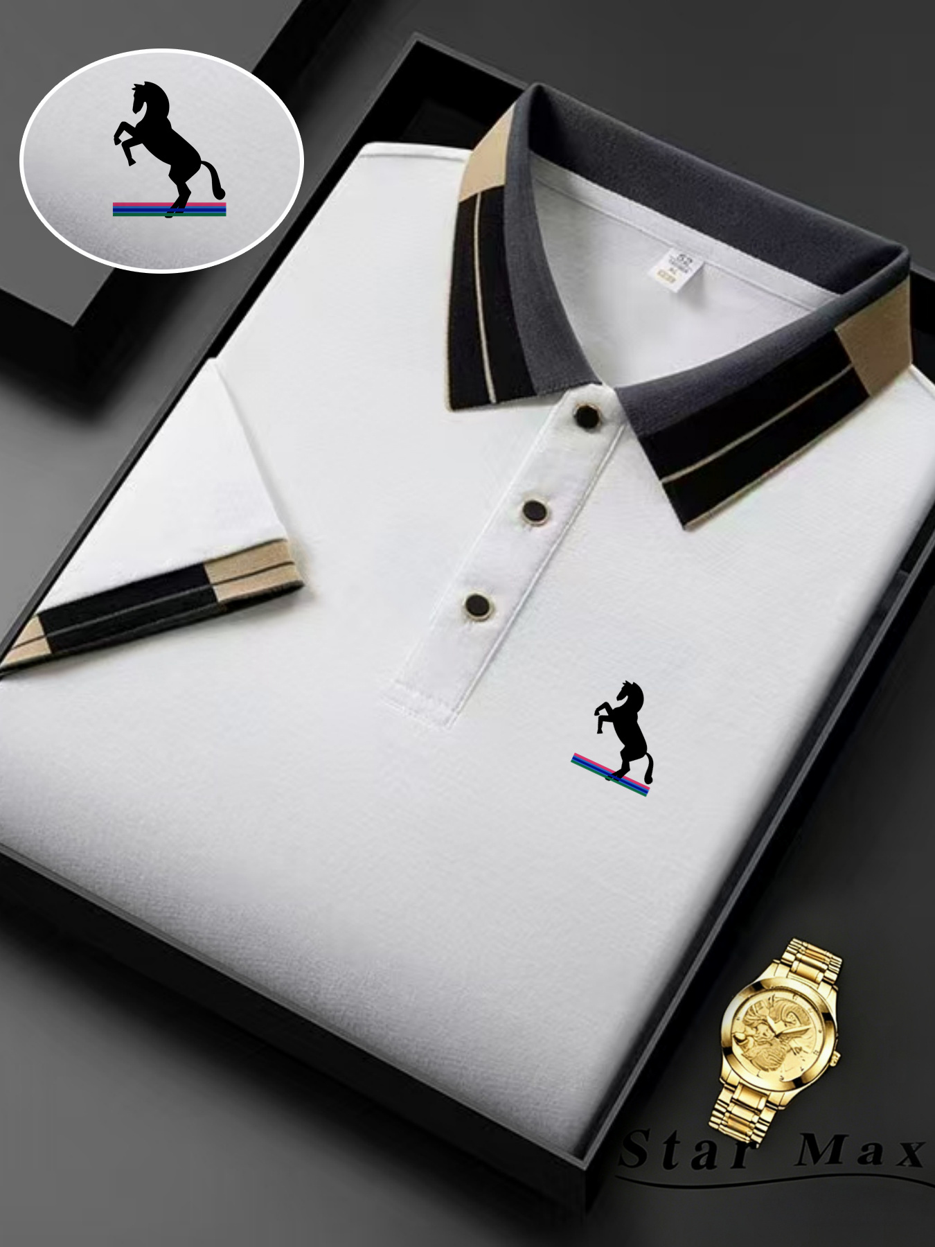 Men's Luxury Short Sleeve Polo Shirt with Horse Embroidery | NK Trends — image 2
