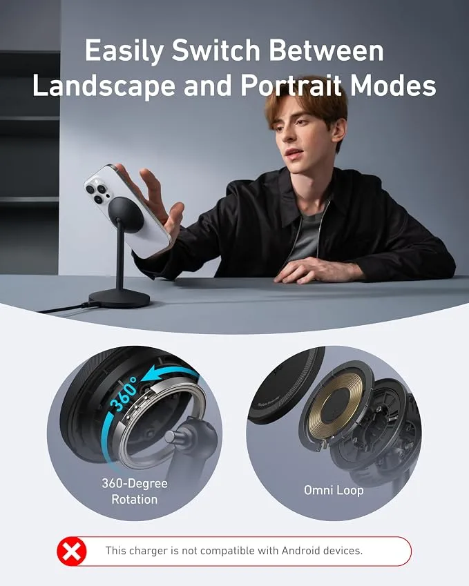 Anker MagGo Qi2 15W 360-Degree Wireless Charger & Magnetic Phone Stand — image 5
