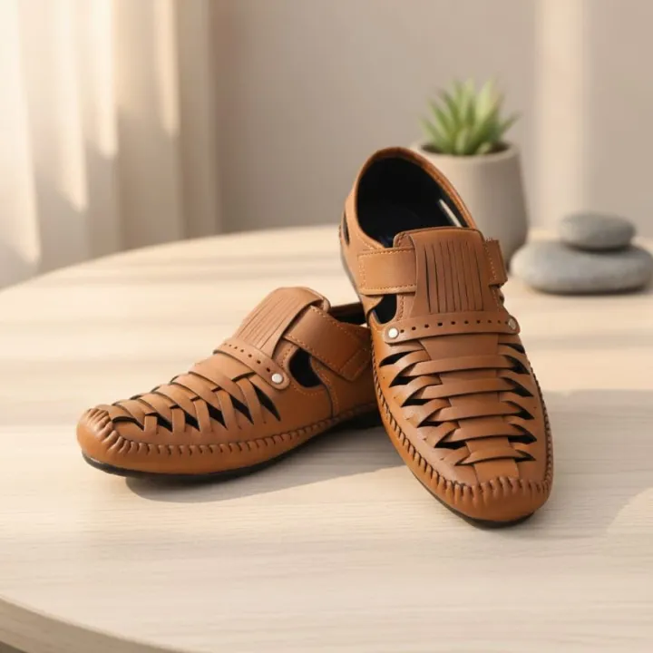 Premium Men's Leather Sandals | Comfortable Breathable Summer Shoes — image 1