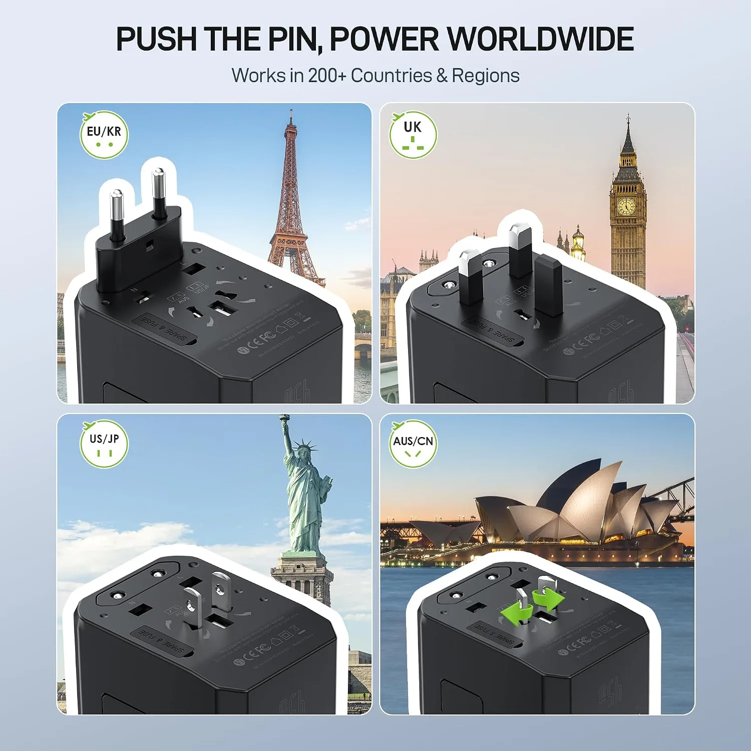 EPICKA 45W Universal Travel Adapter PD & QC (TA-105S, Black) — image 5