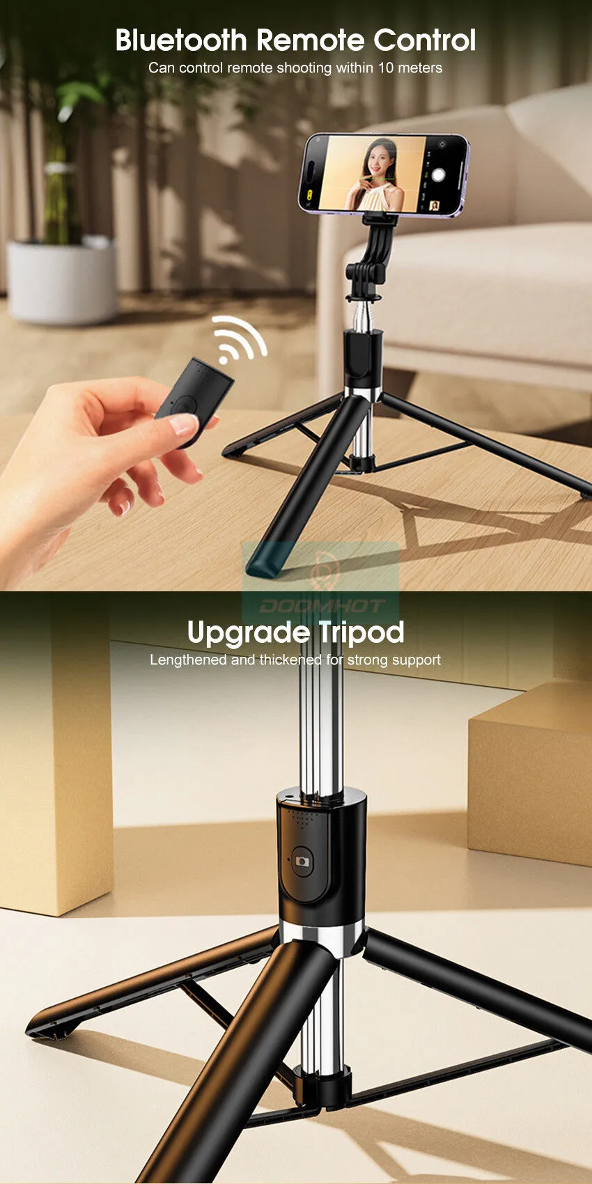 4-in-1 Wireless Selfie Stick & Tripod Stand with LED Light (170cm) — image 6