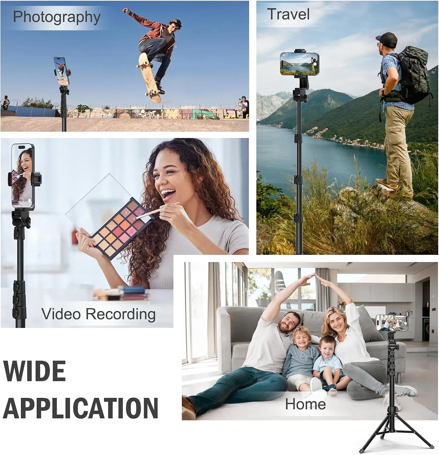 Liphisy 64” Tall Sturdy Phone & Camera Tripod Stand with Remote (Black) | NK Trends — image 6