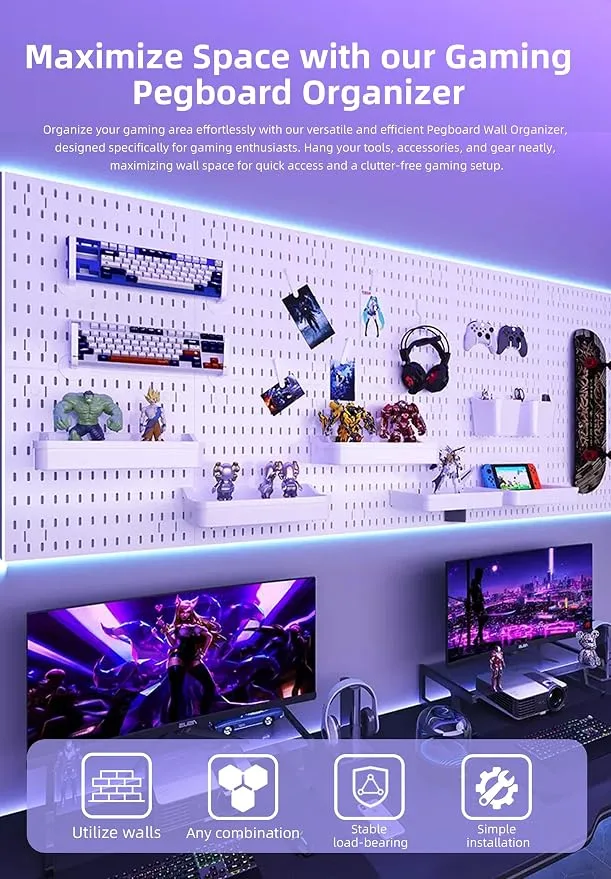 Zestify Pegboard Wall Organizer Kit - Modular Storage System with Hooks & Baskets (Black) — image 3
