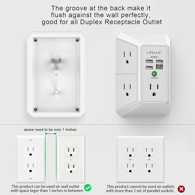 QINLIANF 5 Outlet Extender & Surge Protector with 4 USB Ports | NK Trends — image 3