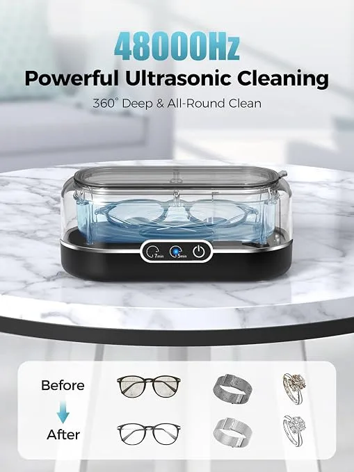 Miorcols 48KHz Ultrasonic Jewelry Cleaner Machine (Matte Black) — image 2