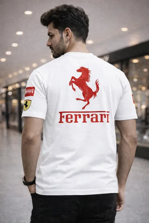 Ferrari Racing Drop Shoulder T-Shirt for Men – Premium Cotton Summer Oversized Tee — image 5