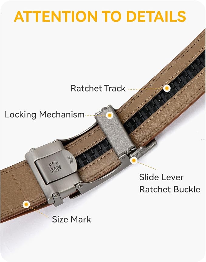 CHAOREN Men's Leather Ratchet Belt – Adjustable Genuine Leather Dress & Casual Belt — image 3
