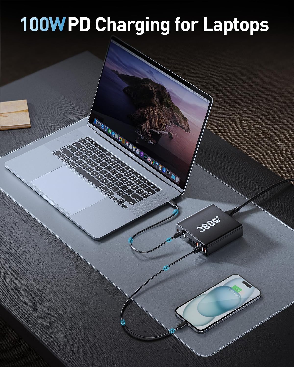 Edilow 380W USB-C Charging Station – 8-Port Multi-Device Charger Price: $29.98 Keep your charging setup organized with — image 3