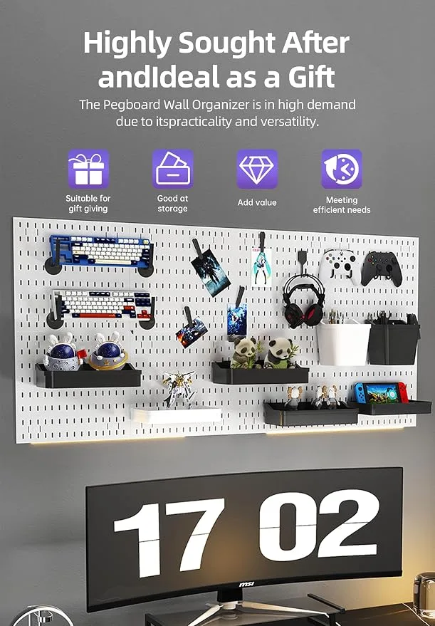 Zestify Pegboard Wall Organizer Kit - Modular Storage System with Hooks & Baskets (Black) — image 6