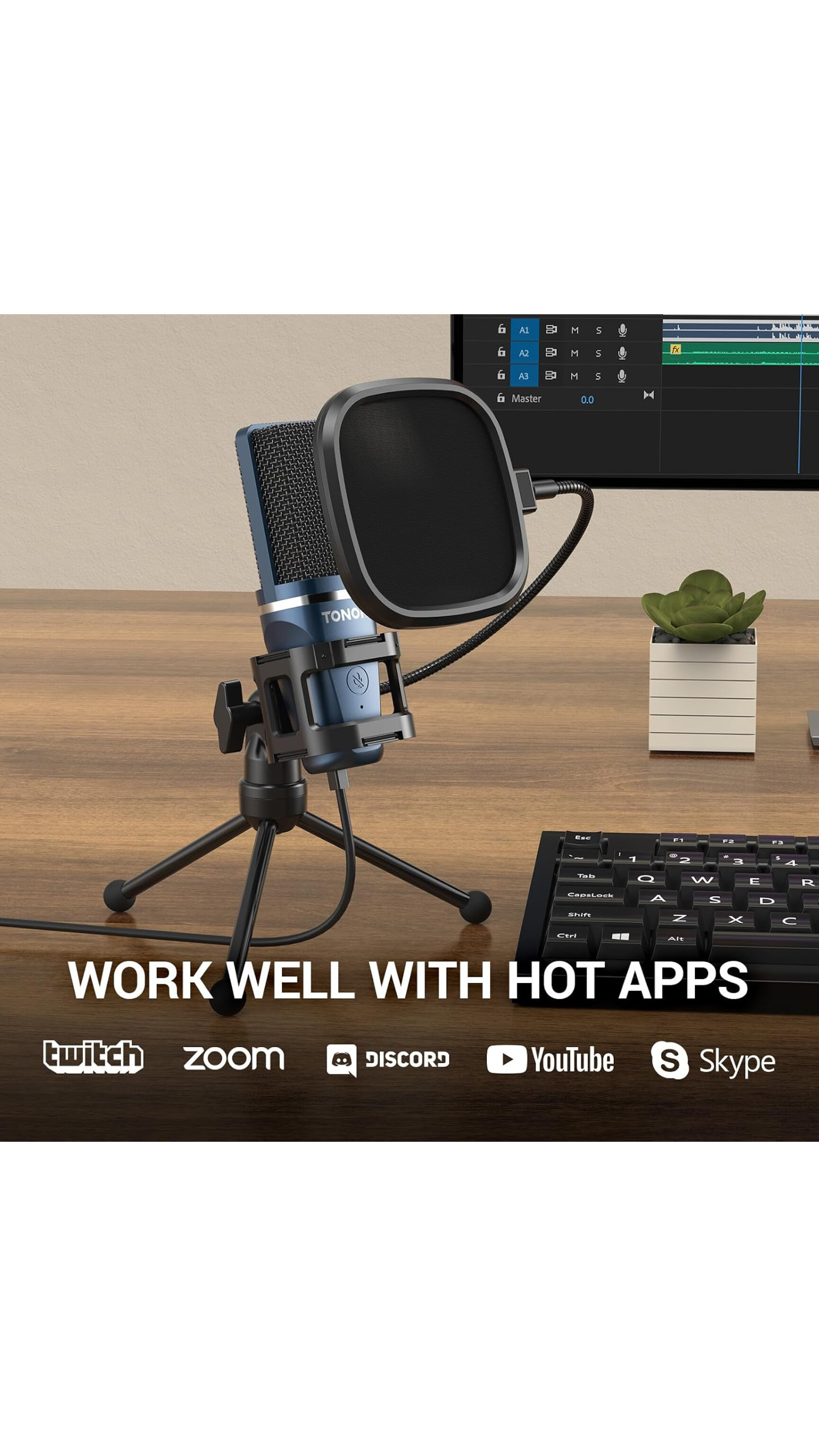 TONOR TC-777 USB Condenser Podcast Microphone with Tripod Stand & Pop Filter | NK Trends — image 6