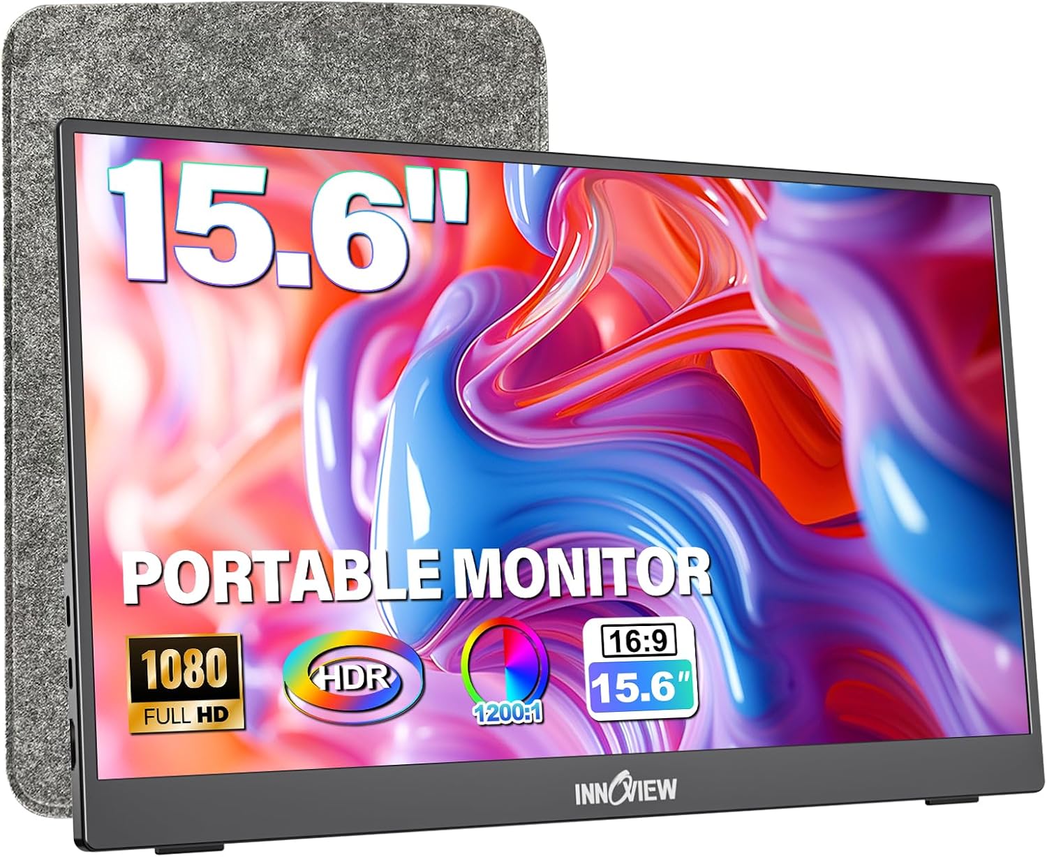 InnoView 15.6" 1080P Portable Monitor with Protective Sleeve | NK Trends — image 2