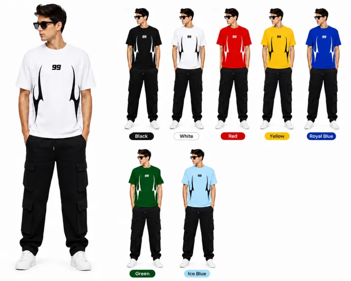 Men's Black Cargo Tracksuit Set | Graphic T-Shirt & Cargo Pants | NK Trends — image 5