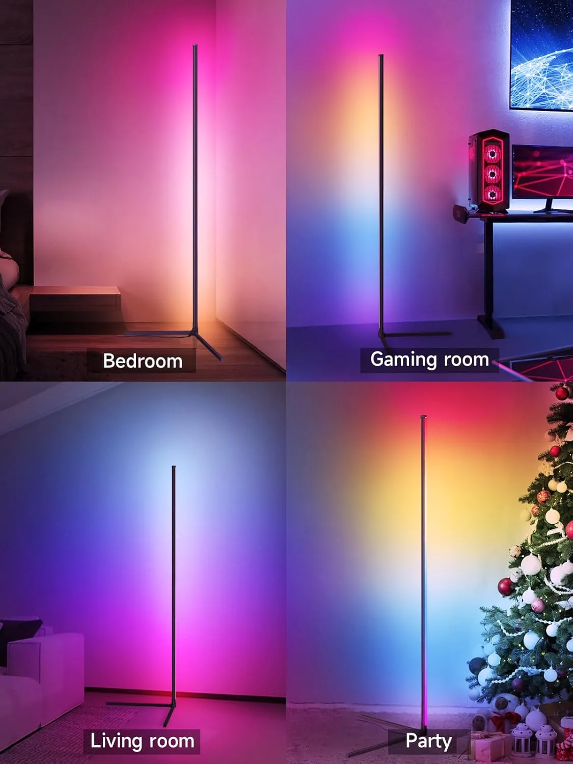 Tyute RGB LED Smart Corner Floor Lamp with Music Sync & App Control — image 2