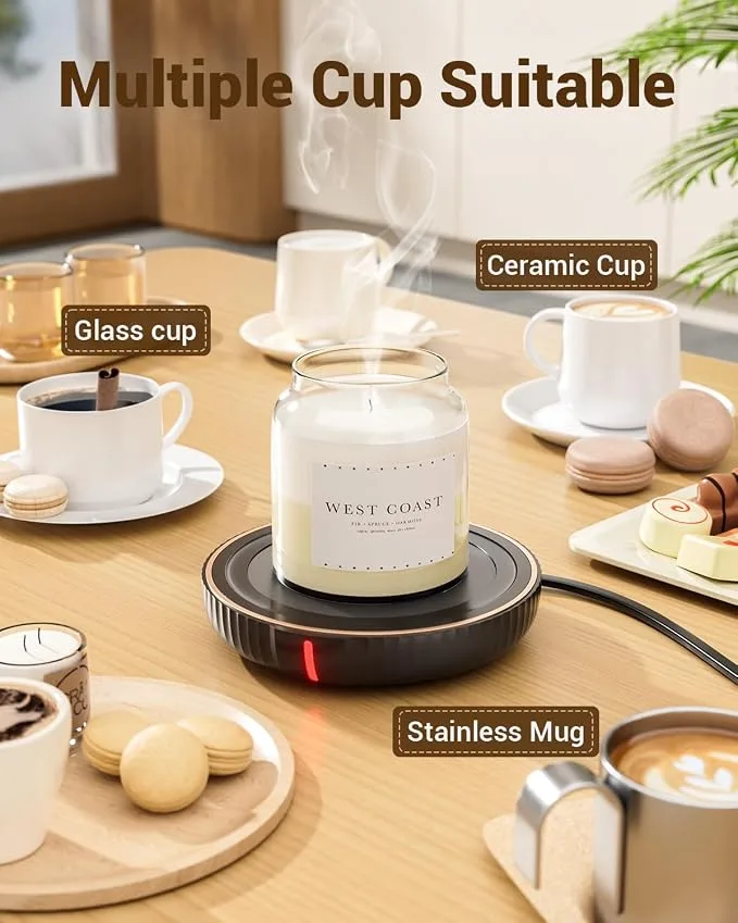HouseGem Large Candle Warmer Plate & Coffee Cup Mug Warmer (Black) — image 4