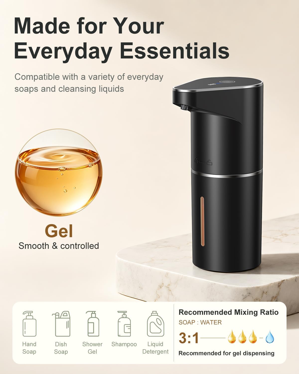 Fantictas Automatic Liquid Soap Dispenser (Black Gel, 350ML) | NK Trends — image 3