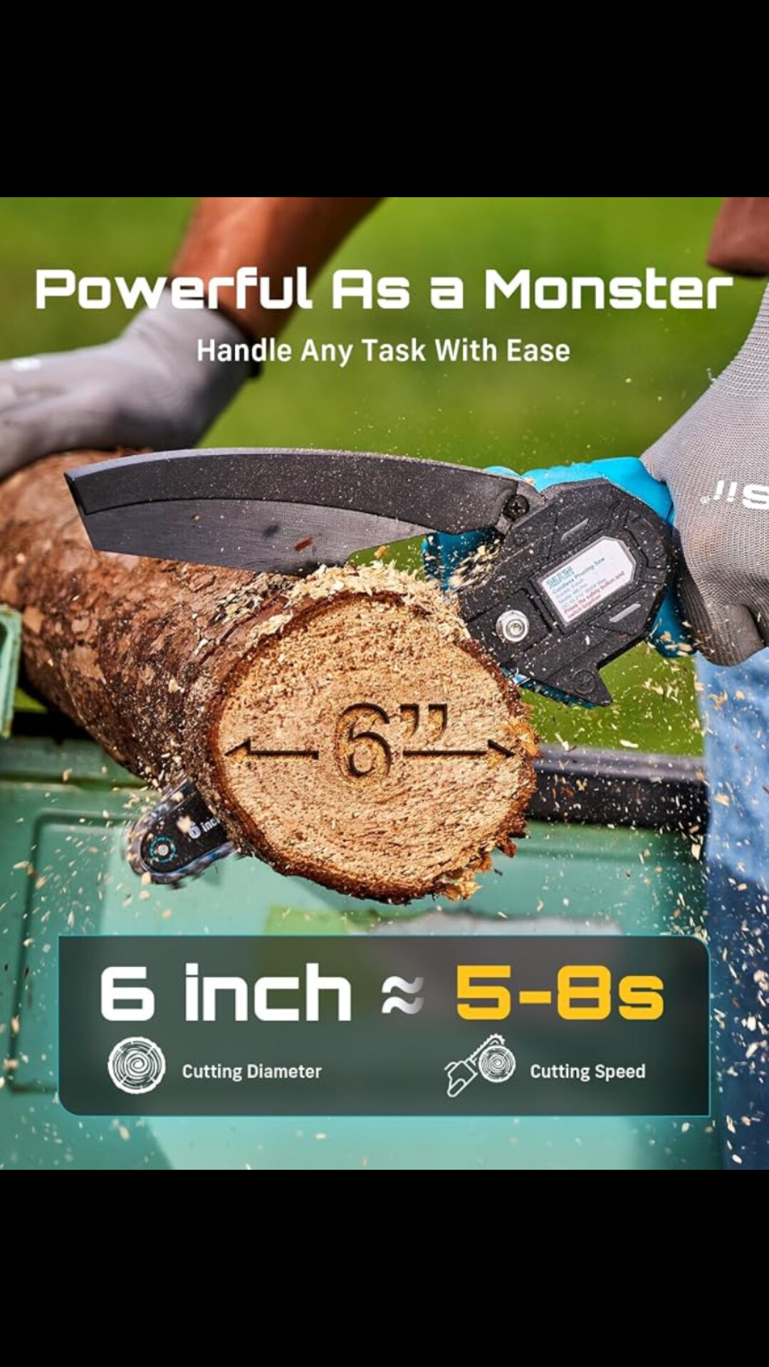 Seesii 6-Inch Cordless Mini Chainsaw Kit with 2 Batteries (Blue) | NK Trends — image 5