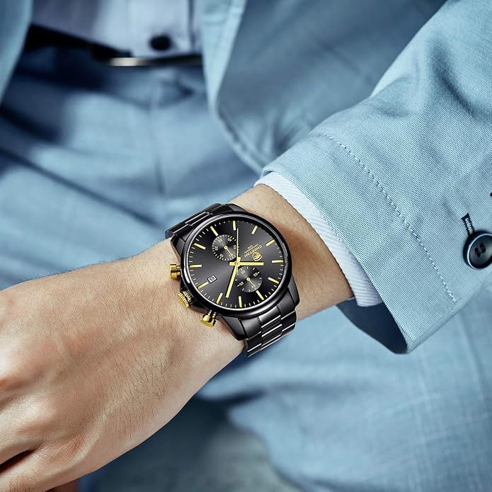 GOLDEN HOUR Fashion Business Men's Stainless Steel Chronograph Quartz Watch — image 2