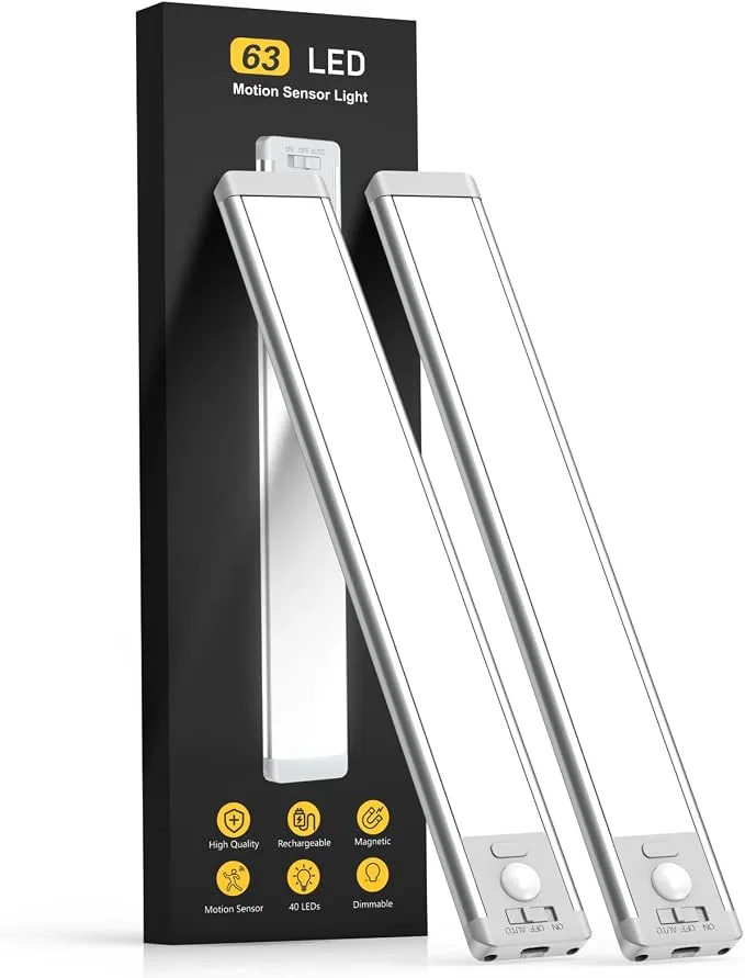 MCGOR 14.7" Rechargeable Motion Sensor Under Cabinet Lights (2-Pack) - Magnetic Dimmable Wireless Counter Lighting — image 1