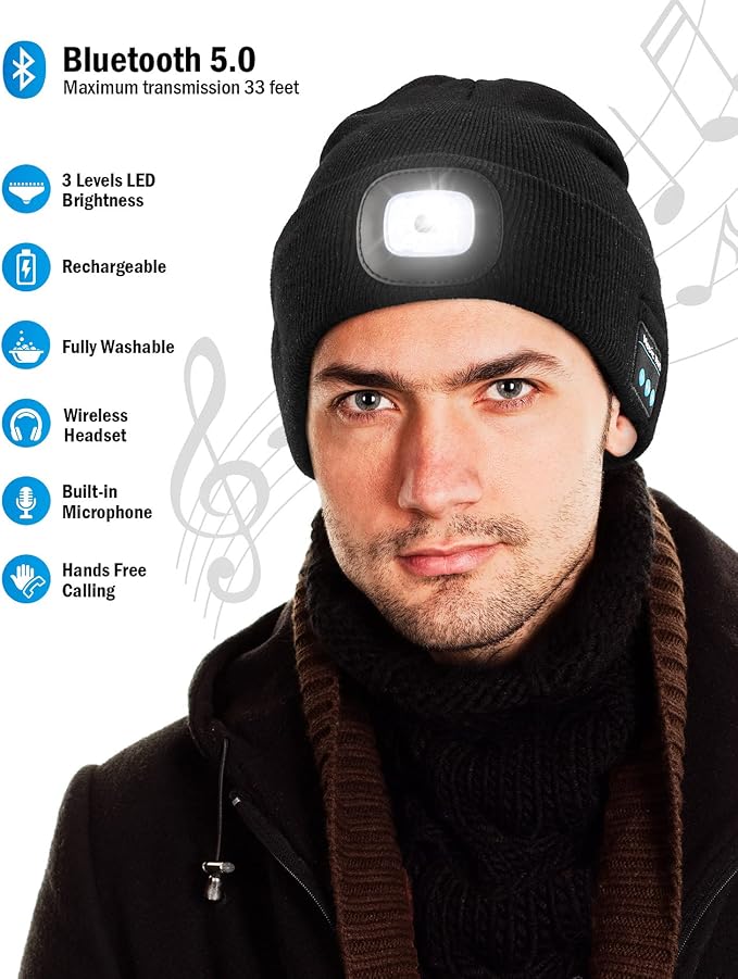 Wmcaps Bluetooth Beanie with LED Light & Wireless Headphones | NK Trends — image 4