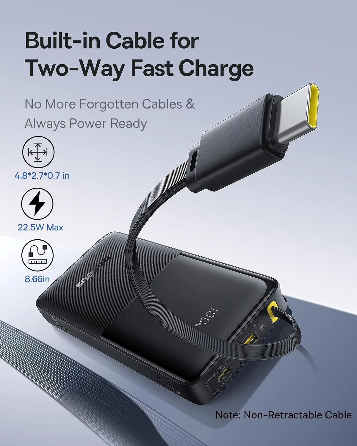 Baseus 10000mAh 22.5W Fast Charging Power Bank with Built-in USB-C Cable — image 2