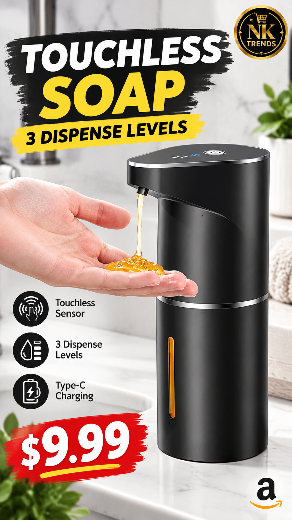 Fantictas Automatic Liquid Soap Dispenser (Black Gel, 350ML) | NK Trends — image 1