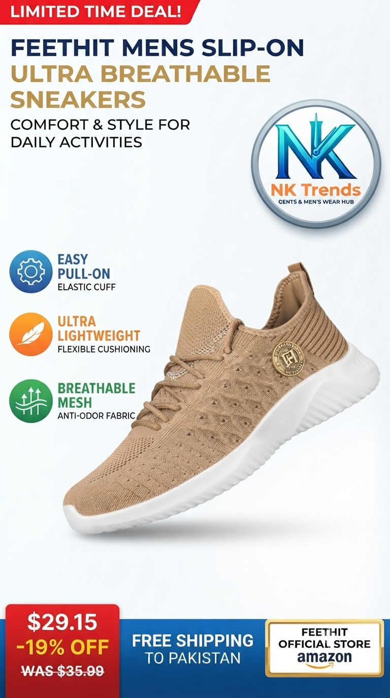 Feethit Men's Slip-On Walking Shoes – Lightweight Breathable Non-Slip Sneakers — image 1