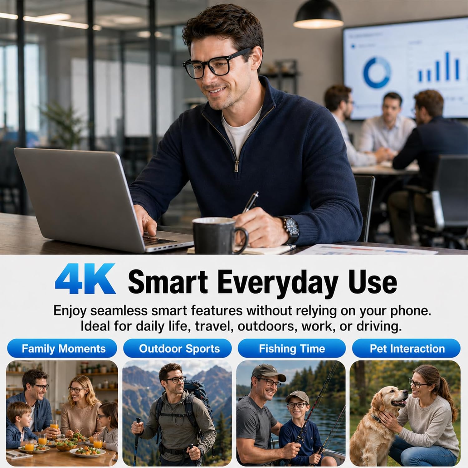 Plunthorn AI Smart Glasses with 4K Camera, Real-Time Translation & ChatGPT Assistant | NK Trends — image 3
