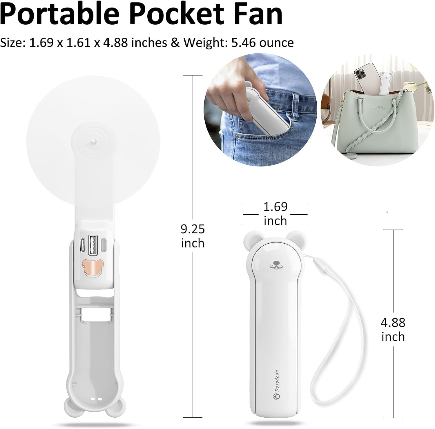Dosododa 3-in-1 Portable Handheld Fan, Power Bank & Flashlight | NK Trends — image 2