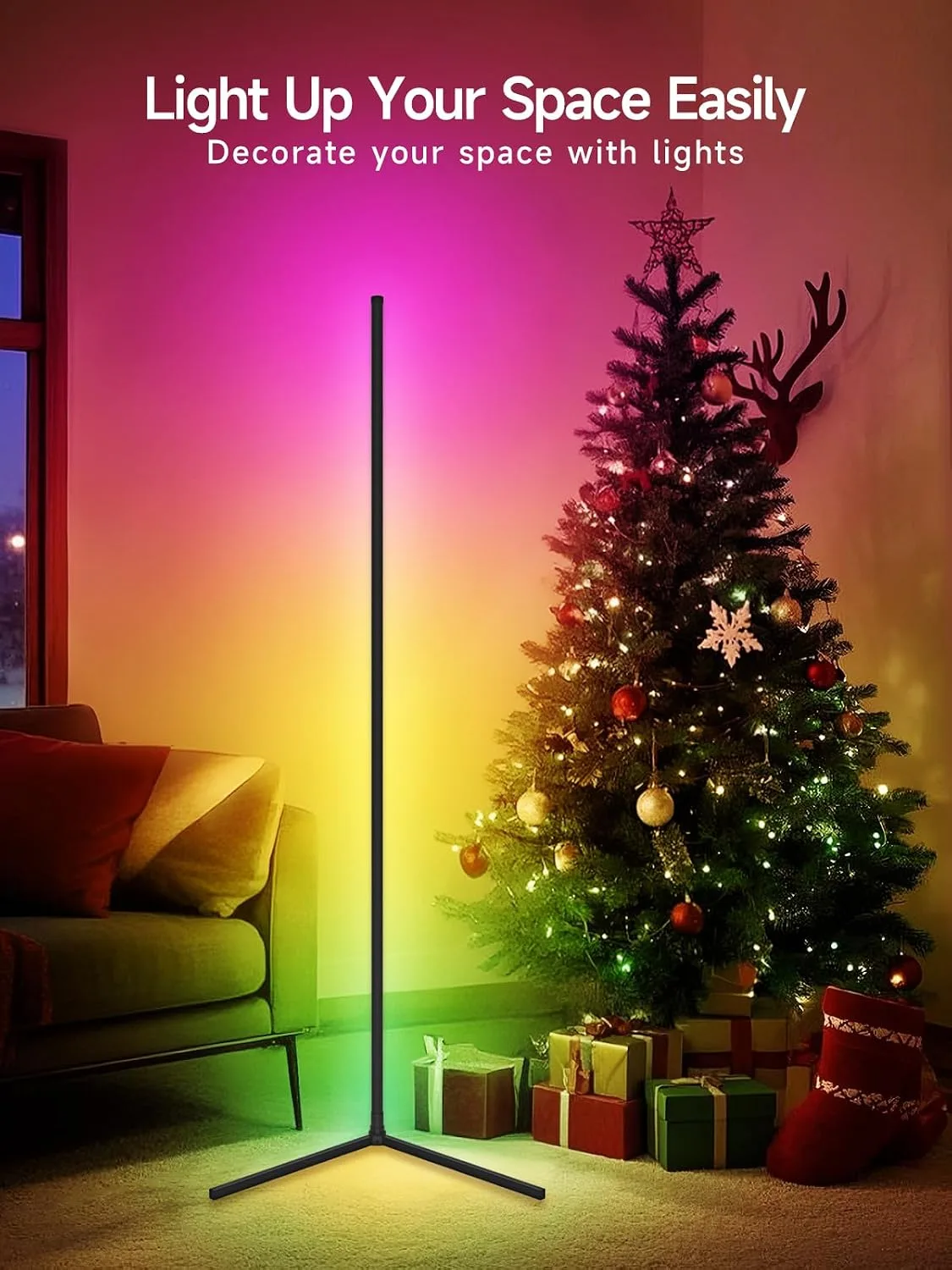 Tyute RGB LED Smart Corner Floor Lamp with Music Sync & App Control — image 3
