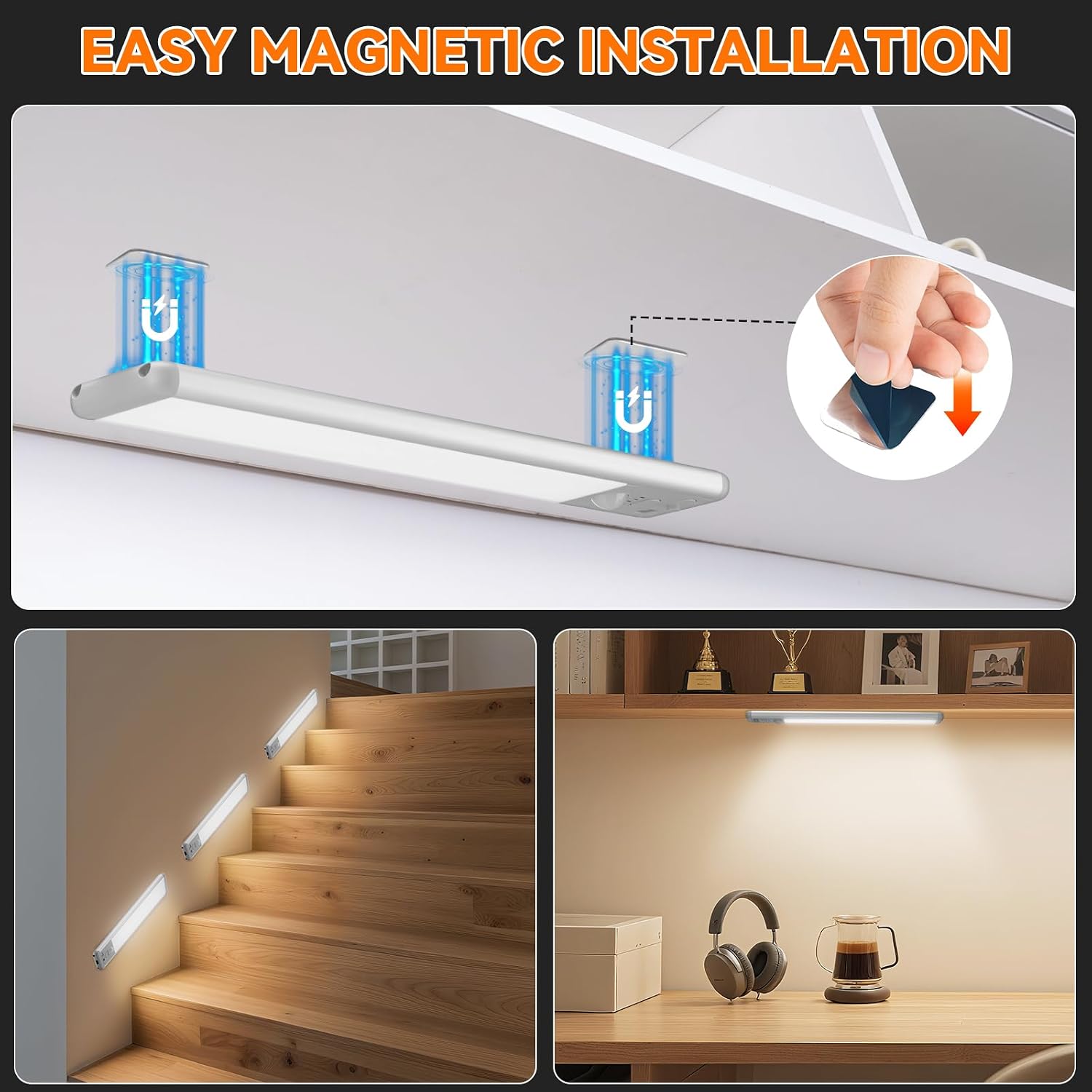 ZioeYiue Wireless Under Cabinet Motion Sensor LED Lights 3-Pack (Silver) | NK Trends — image 2