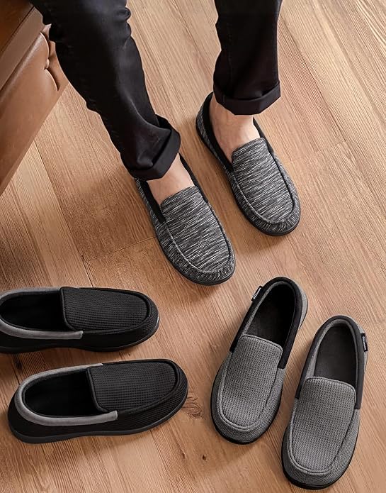 HomeTop Men's Knit Moccasin Memory Foam Slippers (Dark Gray) | NK Trends — image 3