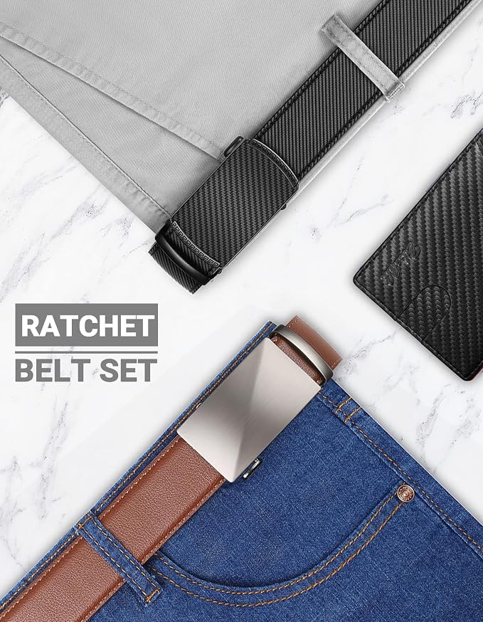 Zitahli Leather Ratchet Belt for Men - 2 Pack Customizable Fit Dress Belt | NK Trends — image 2