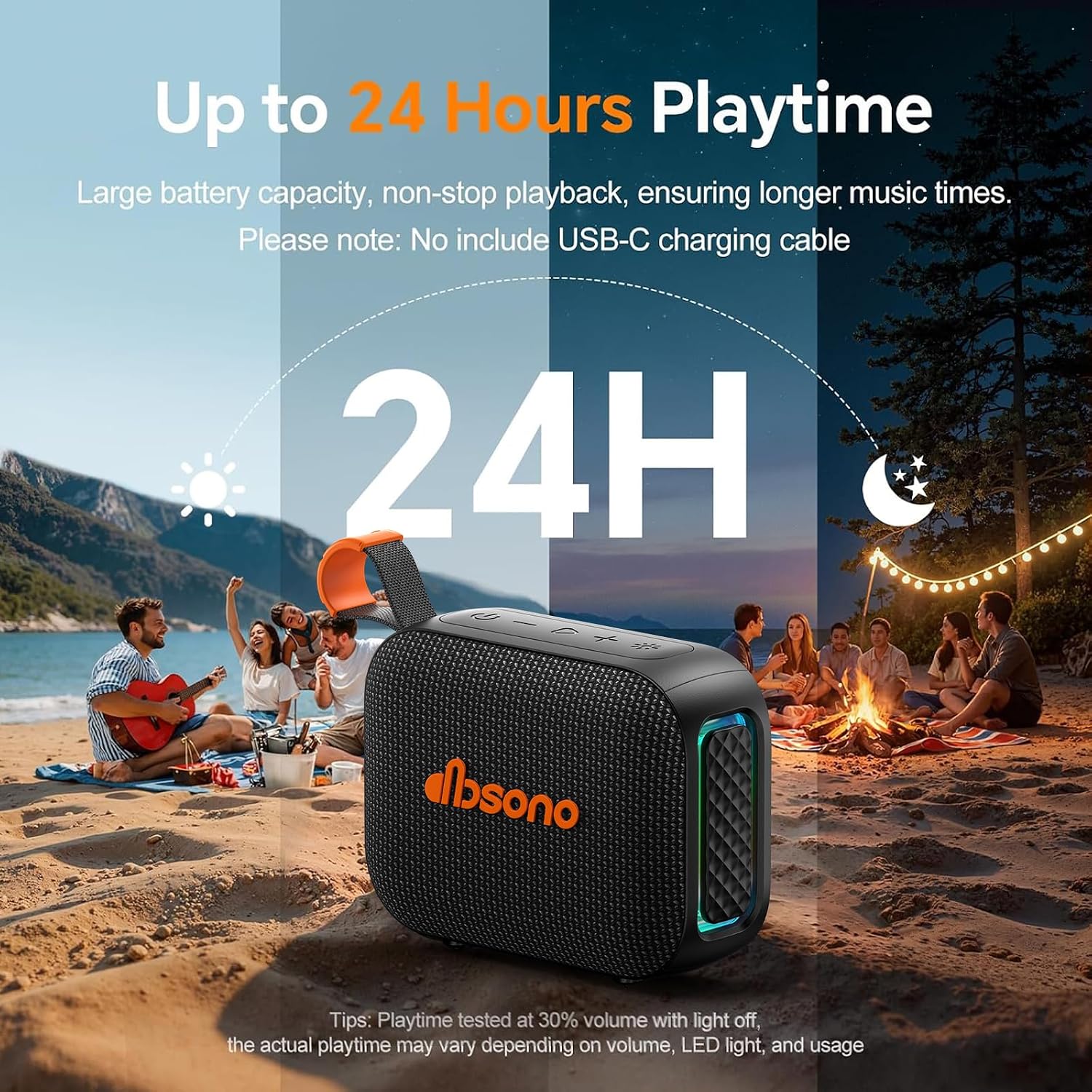 dbsono Portable Bluetooth Speaker with TWS Pairing & LED Lights (Black) | NK Trends — image 4