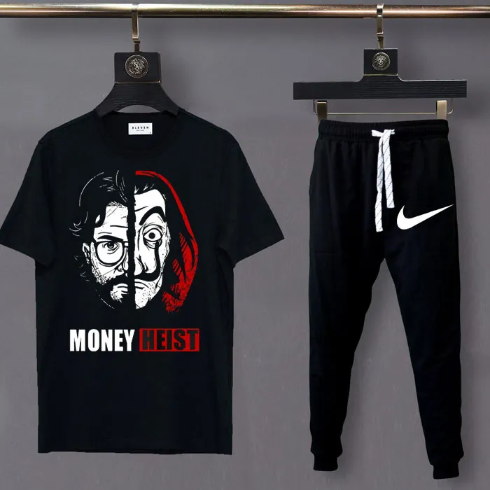 Pack of 3 Money Heist Men's Outfit | T-Shirt + Trouser + Shorts | Only Rs.923 — image 2