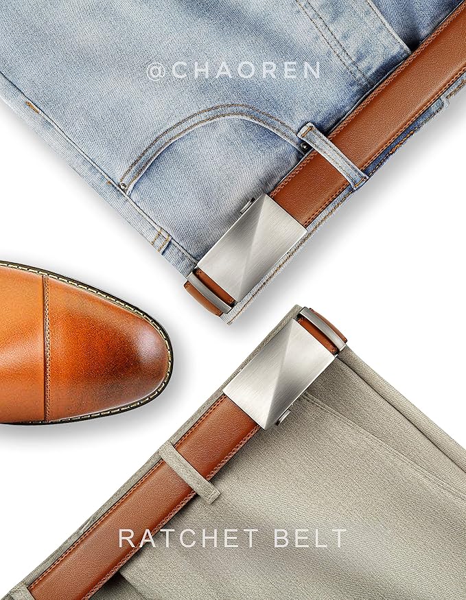 CHAOREN Men's Leather Ratchet Belt – Adjustable Genuine Leather Dress & Casual Belt — image 2